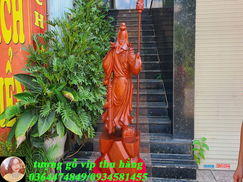 quan công cầm đao 1m hương đá trạm khắc tinh xảo liền nguyên khối